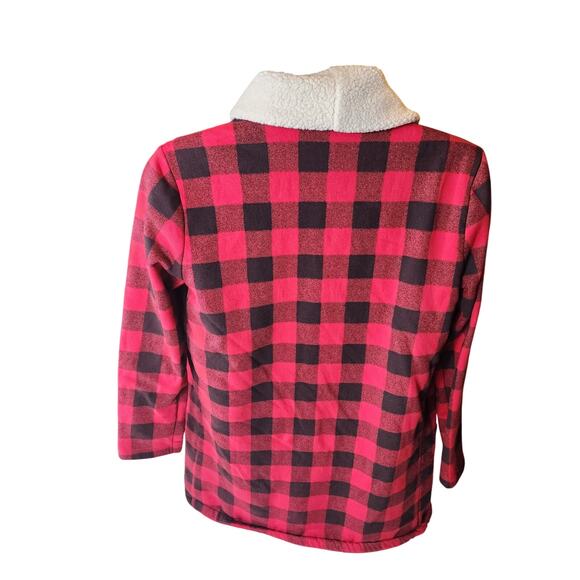 Eddie Bauer Buffalo Plaid Sherpa Lined Open Jacket Medium Cabin Flannel Shacket - Picture 6 of 11